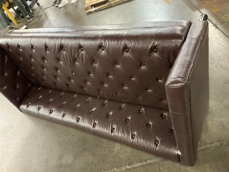 Condition photo showing As Is for garveelife 81 in leather couch for living room chesterfield sofa with deep seat handmade