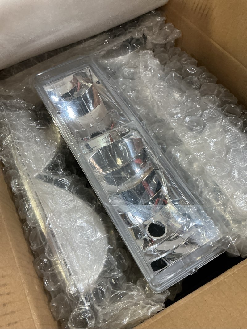 Condition photo showing New/Like New for headlight assembly compatible with 1994 1995 1996 1997 1998 chevy c/k 1500 2500 3500 silverado, for 95-99 tahoe suburban replacement headlamp, chrome housing clear reflector chrome housing clear side