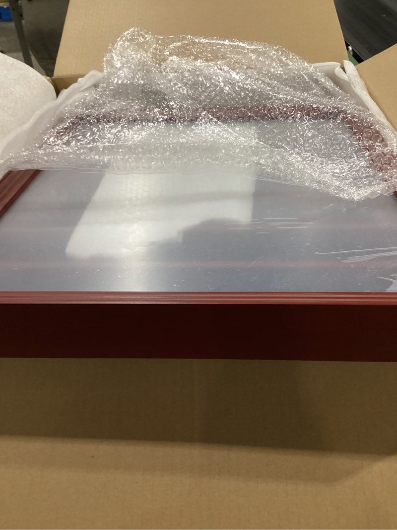 Condition photo showing New/Like New for Flag Display Case and Military Challenge Coin Display Case 7 Rows, Burial Flag Fit Folded 3'x5' Poker Chips Holder Wall Mount Removable 2 Groove Shelves, Wood Memorial Gifts (Mahogany)