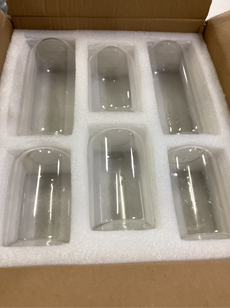 Condition photo showing New/Like New for glass bud vases set of 6 clear flower vase for centerpieces shelf, 3.9'' 4.9'' 6.7'' modern small vases for living room bedroom office home, decor for wedding house warming party