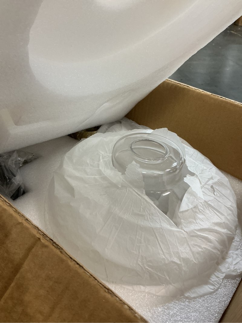 Condition photo showing Good Condition for emak 10 inch large glass pendant lights kitchen island, black and gold pendant light fixtures, modern farmhouse island lights for kitchen, dining room, bathroom, pl126-bkbgd-cg black gold & clear glass 10 inch - 1 light(1 pcs)