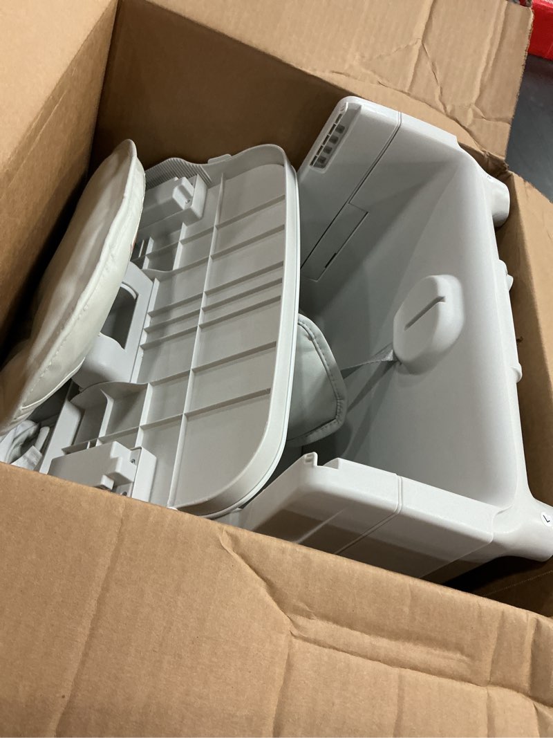 Condition photo showing As Is for 3-in-1 portable baby high chair for babies and toddlers, convertible easy clean infant foldable highchair with adjustable legs & dishwasher safe tray, grey