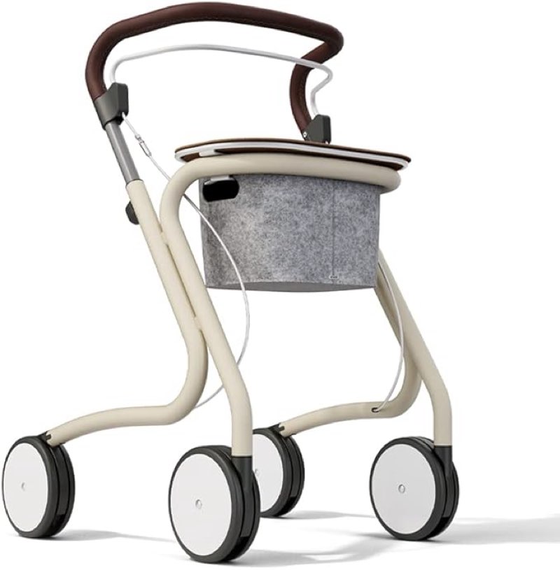 byACRE Scandinavian Butler - Indoor Rollator/Includes Tray and Basket/Maximum Stability and Narrow Width/Stylish Look