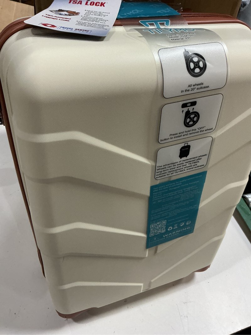 Condition photo showing Good Condition for tilymol hardside carry on luggage 22x14x9 airline approved with spinner wheels, lightweight 20-inch carry-on suitcase for men & women, white white 1 piece (20in)