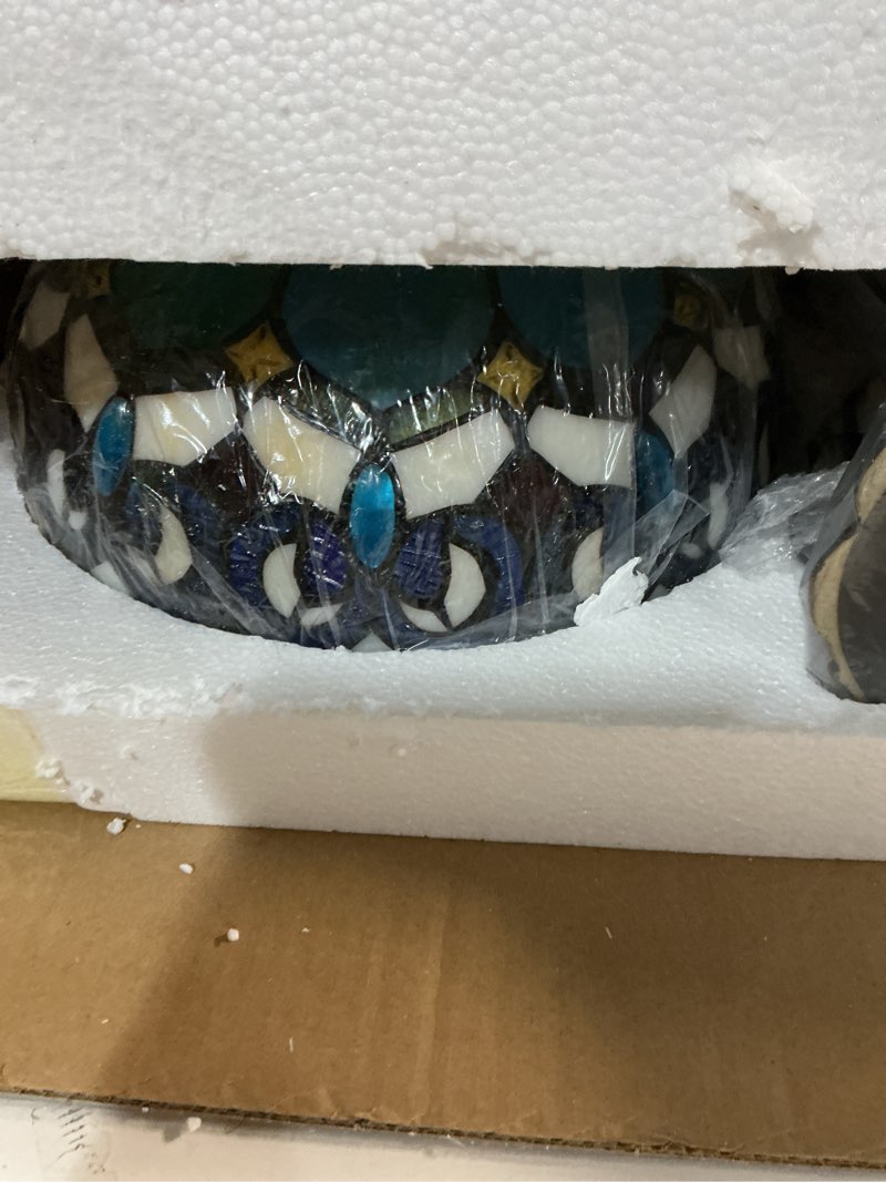 Condition photo showing Good Condition for ZJART Tiffany Table Lamp Stained Glass Lamp 12X12X19 Inch Antique Reading Light (Blue Jewelry Baroqu