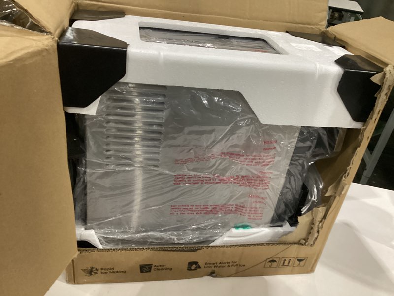 Condition photo showing As Is for ecozy nugget ice makers dispenser 40 lbs per day pebble sonic ice machine countertop, touch-free ice, self-cleaning, mistalo drop slim for home kitchen office silver, not tested