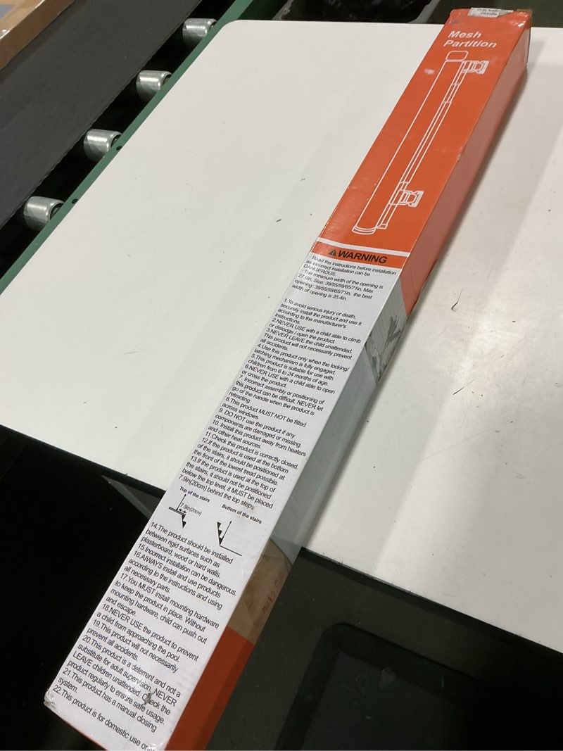 Condition photo showing New/Like New for Reinforced 55" Wide Retractable Dog Gate with Support Rods, 33" Tall Retractable Baby Gate for Dogs, No Sag and Wrinkle Mesh Child Gates for Doorways, Indoor Pet Barrier Stair Gates for Kids, Gray Gray 33" Tall x 55" Wide? With Reinforced Bar ?