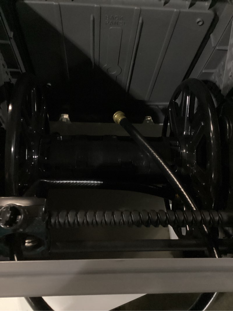 Condition photo showing New/Like New for suncast smart trak 225 ft. gray free standing hideaway hose reel