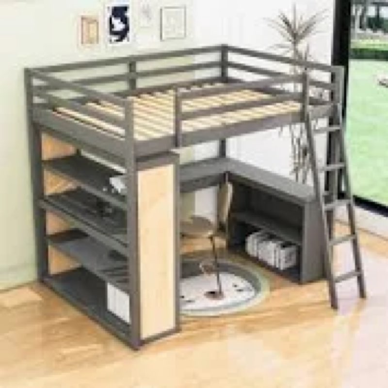 Hadees Full Platforms Loft Bed with Built-in-Desk by Harriet Bee
