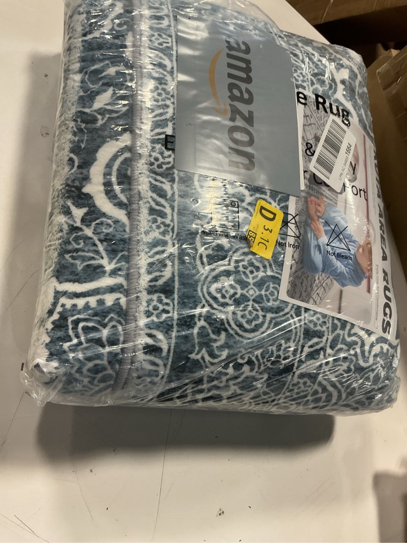 Condition photo showing New/Like New for KUTA Vintage Washable Rug Runners 3x10, Blue White Non-Slip Kitchen Hallway Long Rugs 10ft with Rubber Backing, Printed Modern Soft Carpet for Entryway Indoor Dining Room 3' x 10' (Runner) Blue Floral