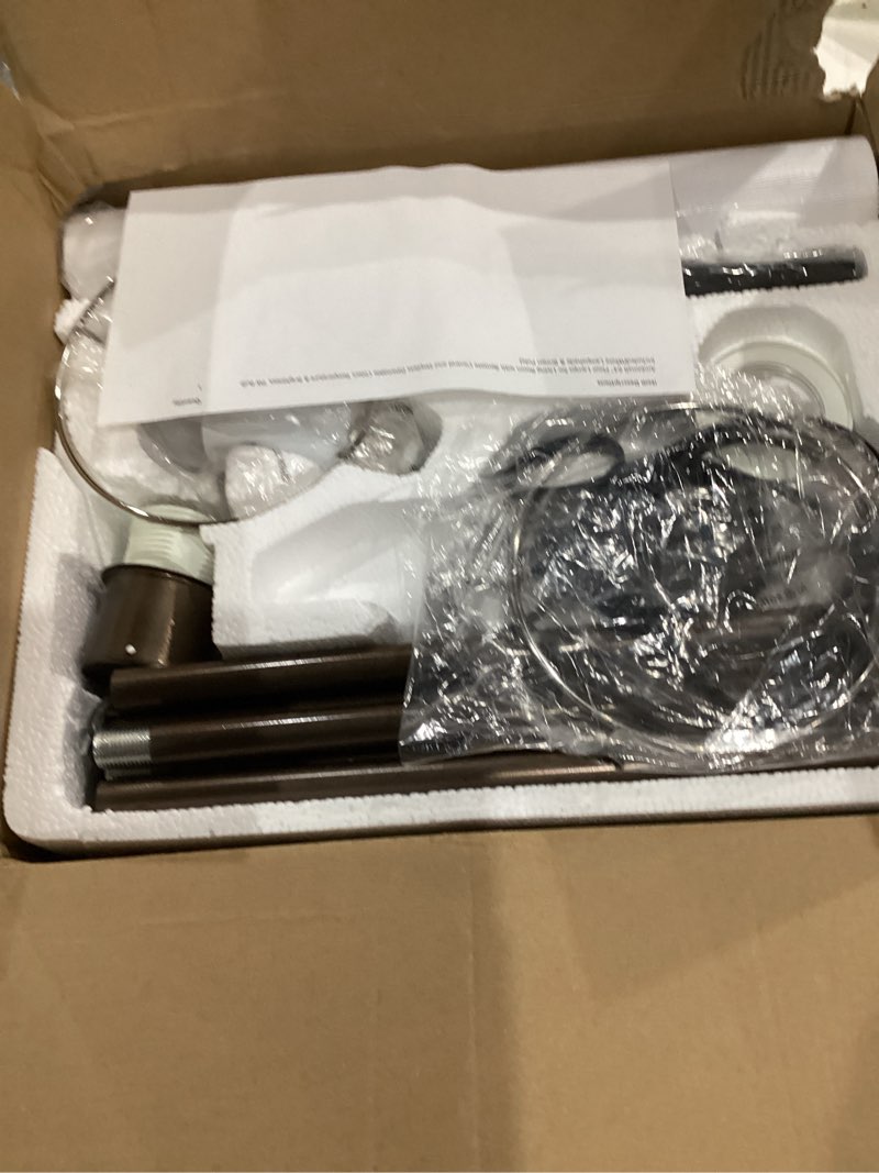 Condition photo showing As Is for Ambimall 64'' Floor Lamps for Living Room with Remote Control and Stepless Dimmable Colors Temperature & Brightness, 9W Bulb Included(White Lampshade & Brown Pole) white & brown 64.57 inches Round Shade