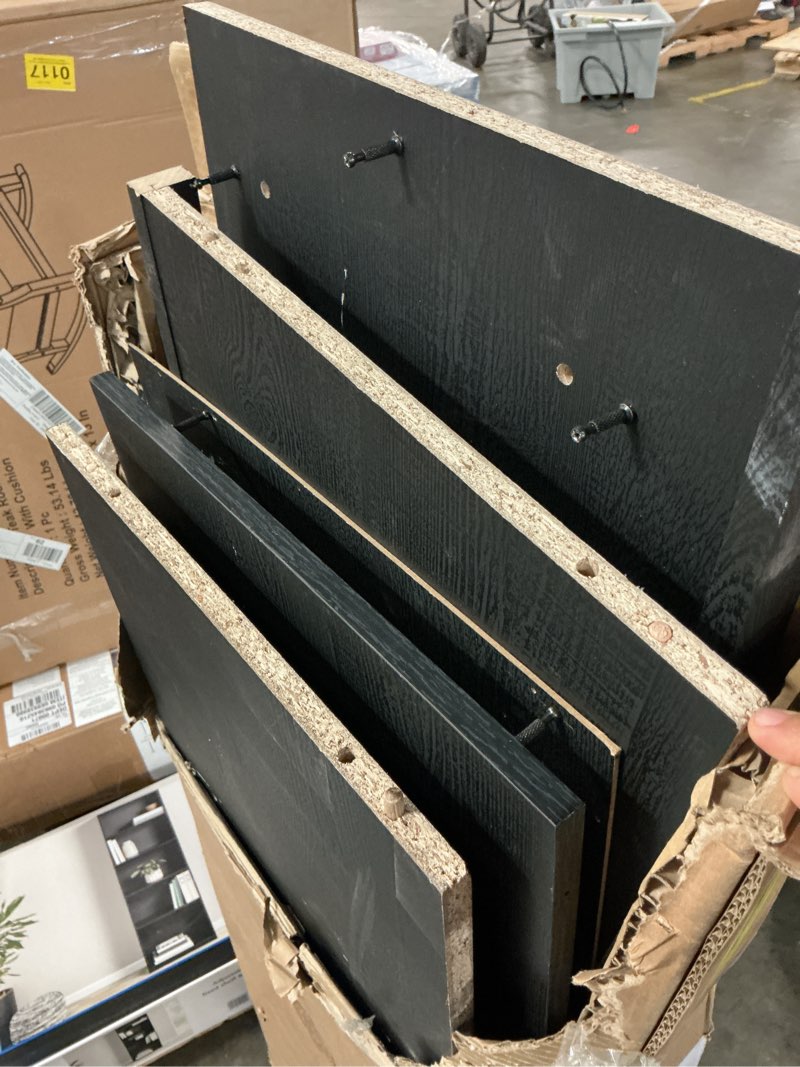 Condition photo showing As Is for mainstays parsons tv stand for tvs up to 50", black oak finish