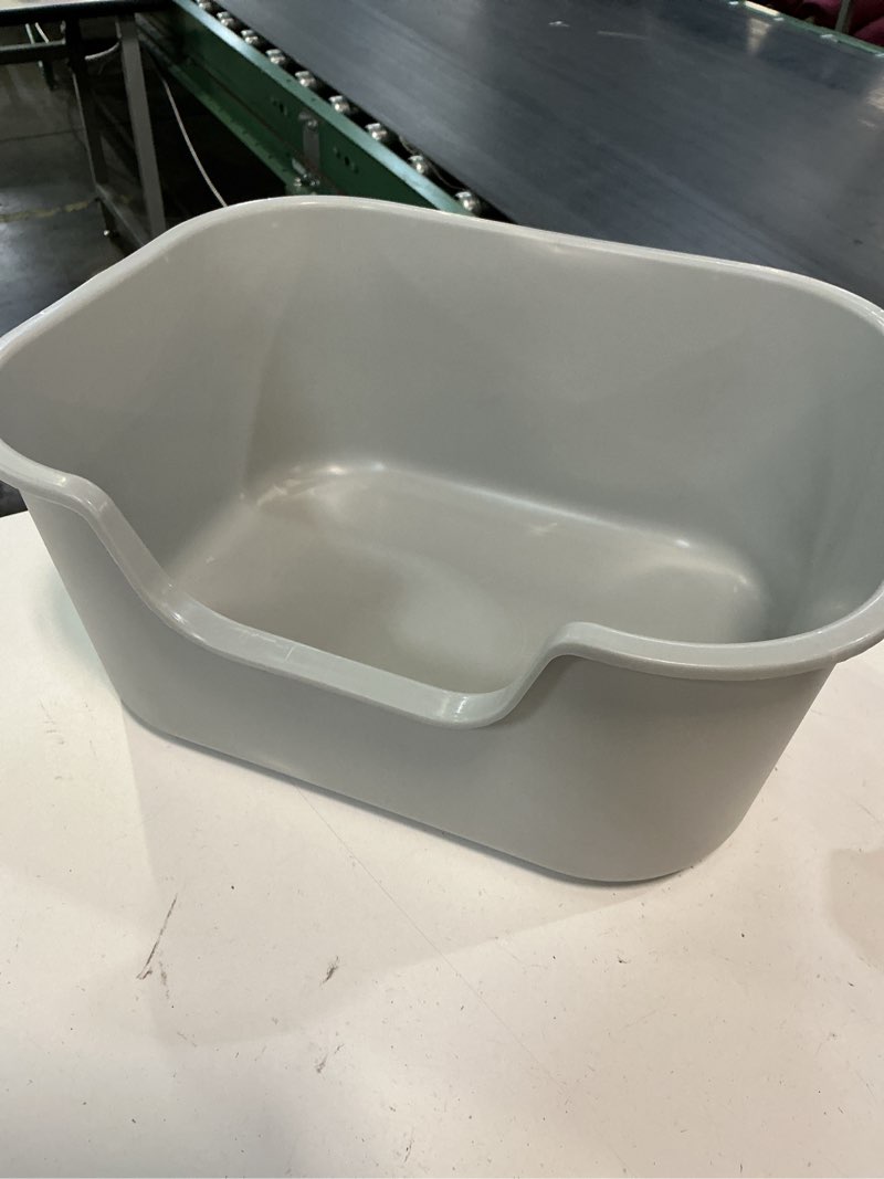 Condition photo showing Good Condition for kittenhood large cat litter box with high sides, side entry open top deep tall litter pan, kitty litter box for indoor small and medium cats, grey (anti-splashing) 19.7" l x 15.4" w x 8.6" h
