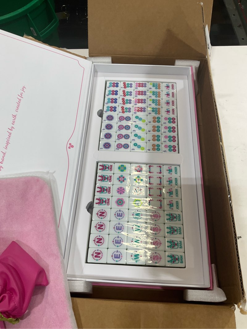 Condition photo showing New/Like New for american mahjong set complete, 160 rose pink 4 - layer american mahjong tile set with 4 dice with pouch, gift-ready storage box, mahjong tile set american, mahjong tiles, mahjong sets, mahjong rose pink-4