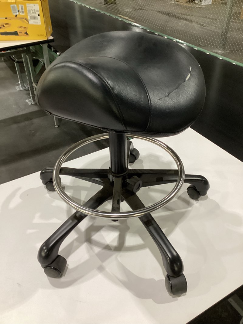 Grace&Grace Ergonomic Rolling Saddle Stool Chair with Wheels Adjustable Swivel Stool with Back and Footrest Heavy Duty for Esthetician, Artist, Dental, Medical, Spa, Salon, Cutting, Home Office * wear and tear, used* 