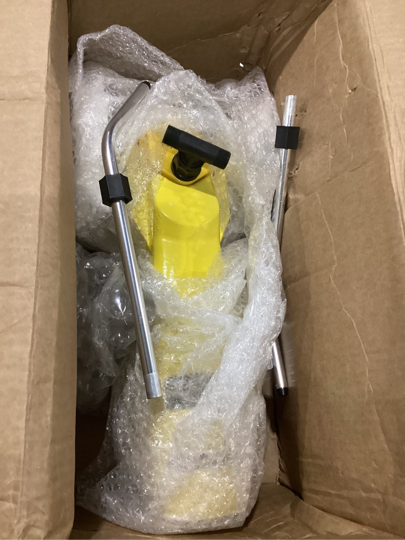 Condition photo showing As Is for MISSING STOPPER Nelson Rain Train 13,500 Square Feet Cast Iron Outdoor Lawn Traveling Water Sprinkler for Yard, and Garden, with Auto Shut Off, Yellow