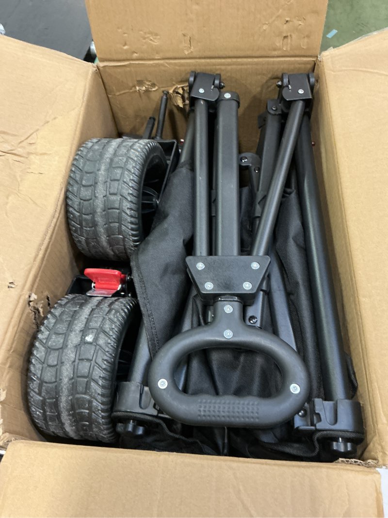 Condition photo showing As Is for Collapsible Wagon Carts 570LBS Weight Capacity Foldable Beach Wagon with Big All-Terrain Wheels 330L Heavy Duty Utility Carts with Cup Holders for Camping, Garden, Sports, Grocery Black