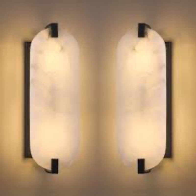 Doraimi Lighting 2 Pack 2 Light 15.7" Oval Alabaster Marble Bathroom Wall Sconce Modern Concise Styl
