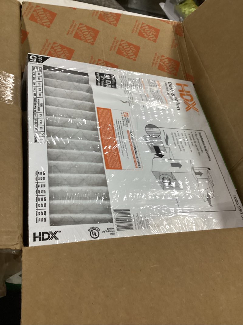 Condition photo showing As Is for hdx 14 in. x 14 in. x 1 in. standard pleated furnace air filter fpr 5, merv 8 (3-pack)