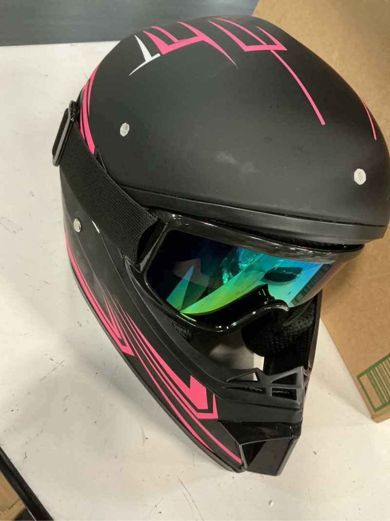 Condition photo showing Good Condition for Oryxearth Motocross Dirt Bike Helmet, Off-Road Motorcycle & ATV Helmet with Goggles Gloves, Purple, S