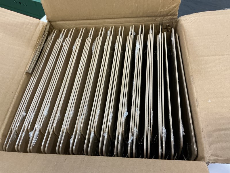 Condition photo showing New/Like New for 50 pcs mini clipboard bulk 6 x 9 inch small clipboards wood hardboard clip board a5 memo sized clipboards wooden with low profile clip for home office school classroom party supplies, brown