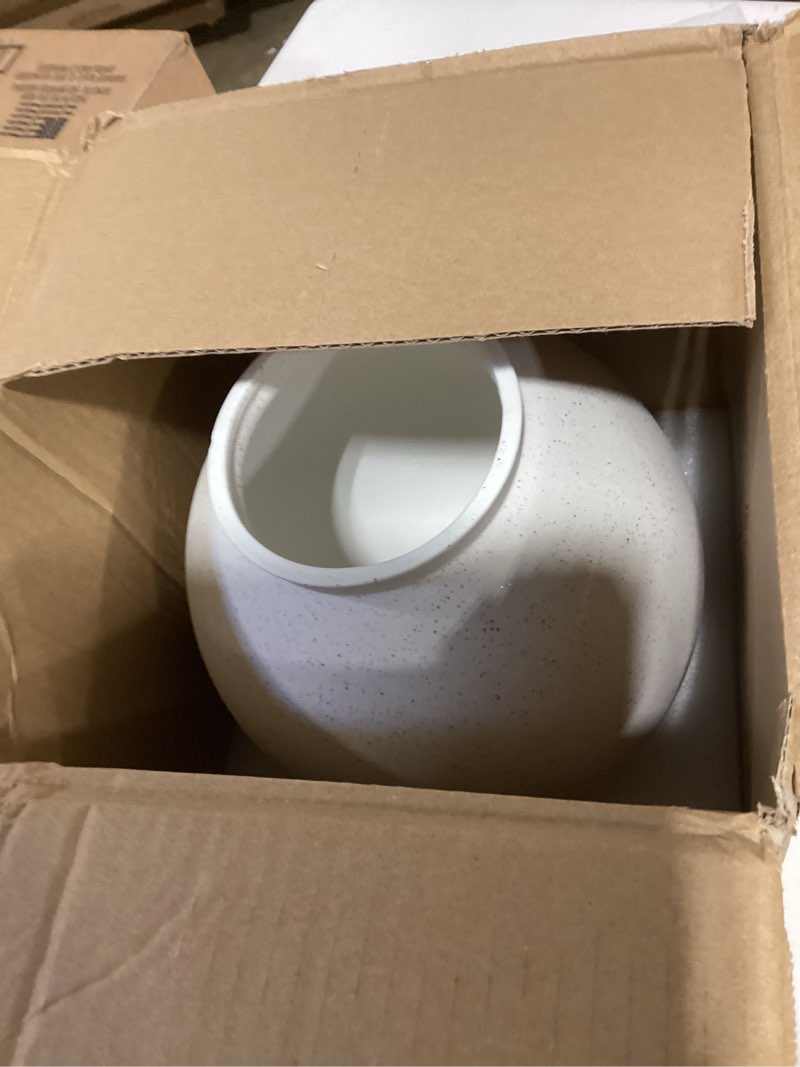 Condition photo showing New/Like New for starttag large white ceramic vase, 9.8 inch rustic farmhouse flowers vase for home decor, sandstone texture round pottery tall vase indoor for table living room decor