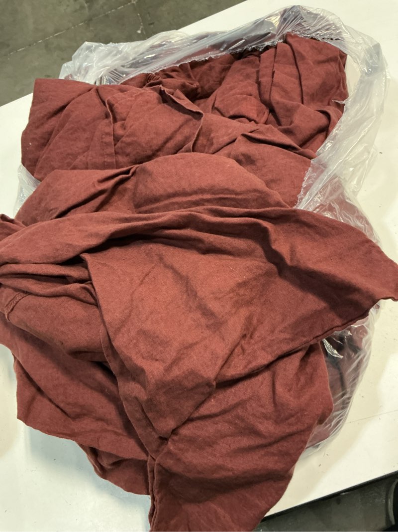 Condition photo showing As Is for quince european linen sheet set, queen, burgundy