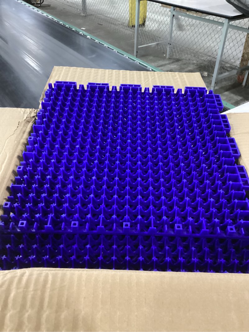 Condition photo showing Good Condition for jxgzyy 24 pcs basketball court tiles, 5/8 inch thick interlocking sport outdoor floor tiles, non slip pp drainage mat for tennis court drain deck pool patio shower kitchen garage poach blue