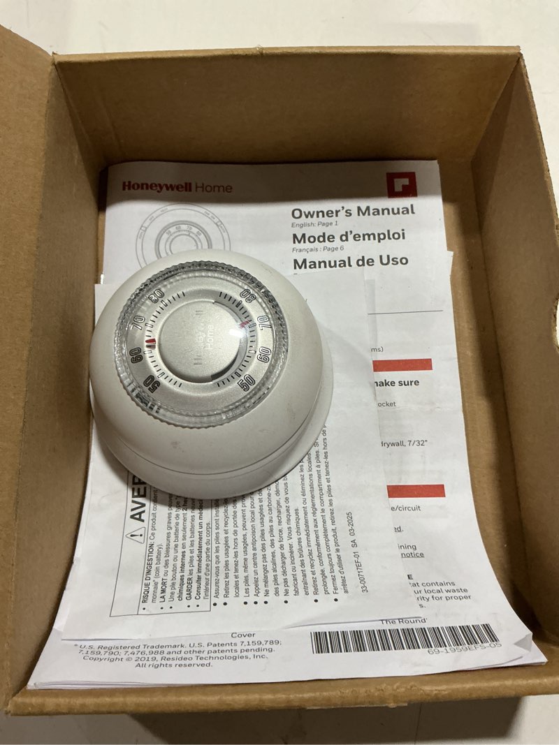 Condition photo showing As Is for Honeywell Home Manual Heat Only Thermostat