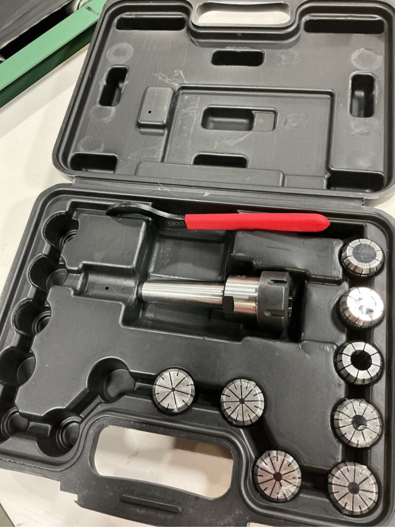 Condition photo showing As Is for mt3 shank er32 collet chuck tool holder set with 11pcs er32 collet set and box fit for cnc engraving machine and milling lathe tool (mt3 er32)