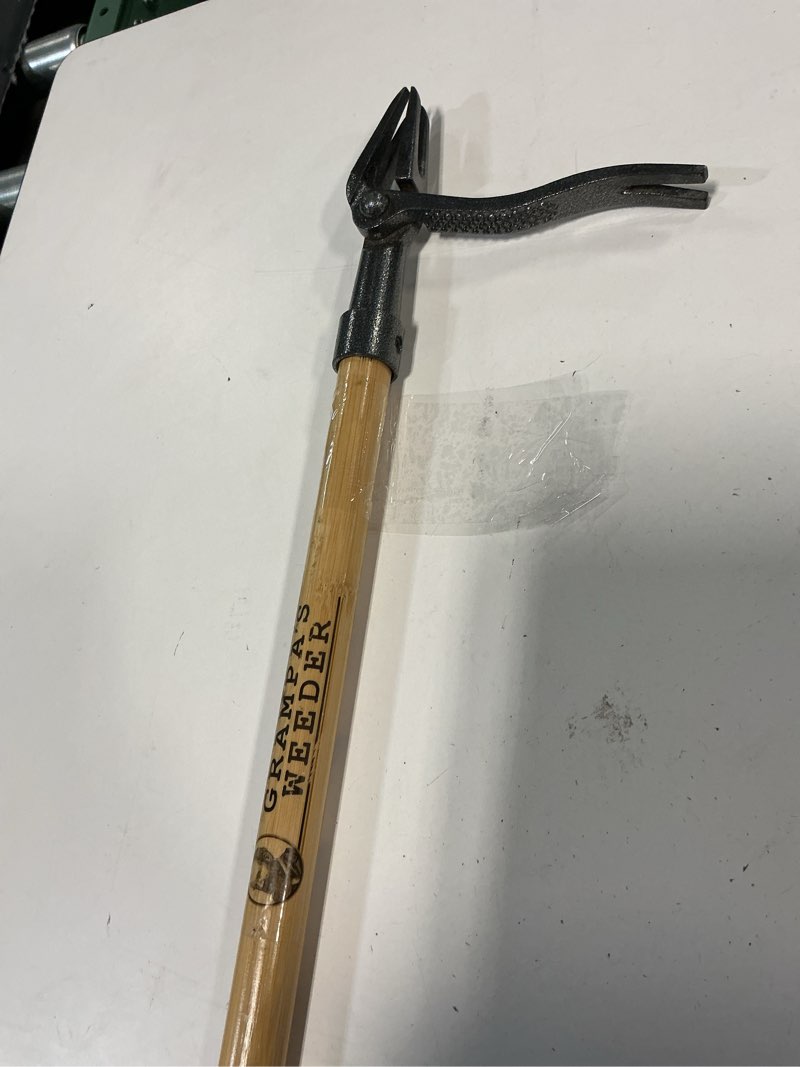 Condition photo showing Good Condition for grampa's weeder - the original stand up weed puller tool with long handle - made with real bamboo & 4-claw steel head design - easily remove weeds without bending, pulling, or kneeling.
