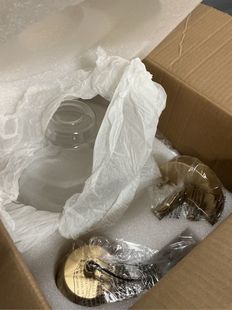 Condition photo showing New/Like New for Emak Modern Gold Pendant Lights Kitchen Island, 10 Inch Large Pendant Light Fixtures with Clear Glass Shade for Kitchen, Dining Room, Entrance, PL126-GD-CG Gold & Clear Glass 10 inch - 1 Light(1 Pcs)