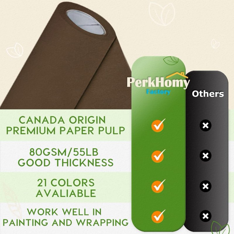 PerkHomy 24" x 1,440" (120') Coffee Kraft Paper Roll for Craft Bulletin Board Paper Art Table Coveri