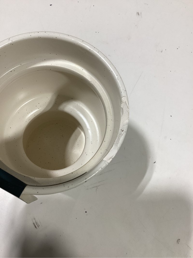 Condition photo showing As Is for white speckle patterned 4-inch wick and grow planter