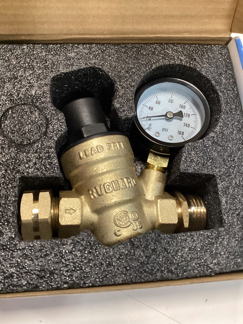 Condition photo showing Good Condition for rvguard rv water pressure regulator valve, lead-free brass adjustable water pressure reducer with gauge and inlet screen filter for rv camper travel trailer