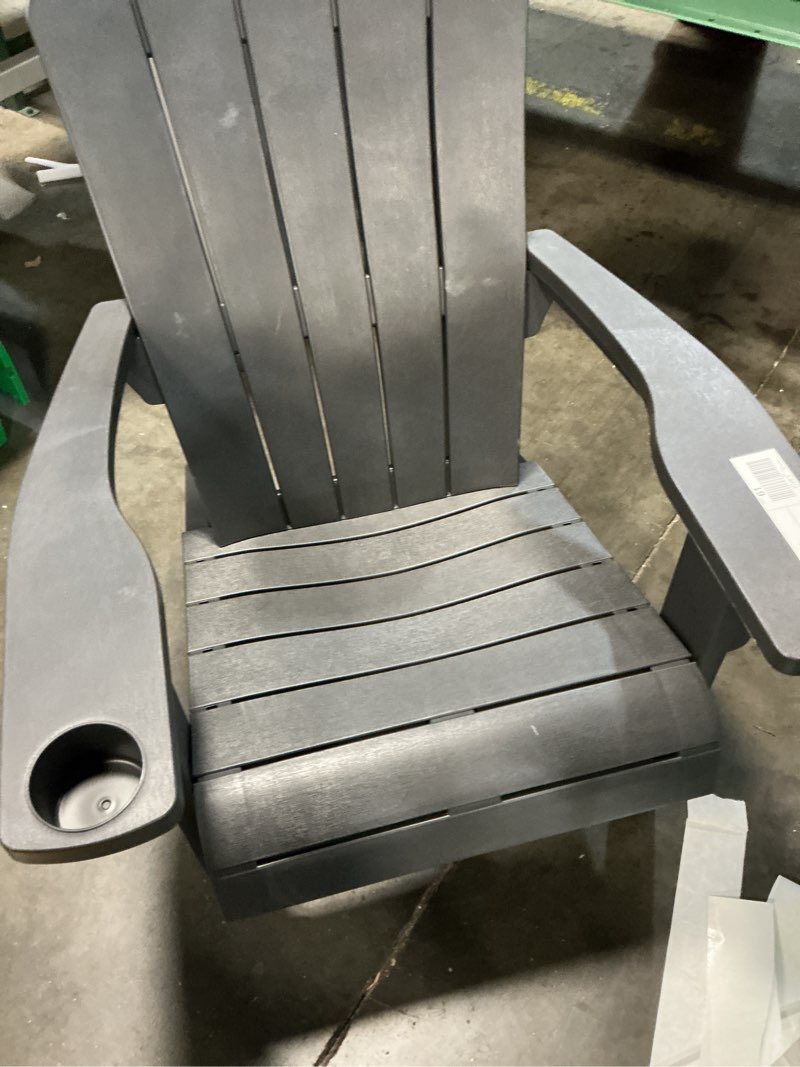 Condition photo showing Good Condition for outdoor flowerback adirondack chair, all-weather hdpe, patio seat, slate grey