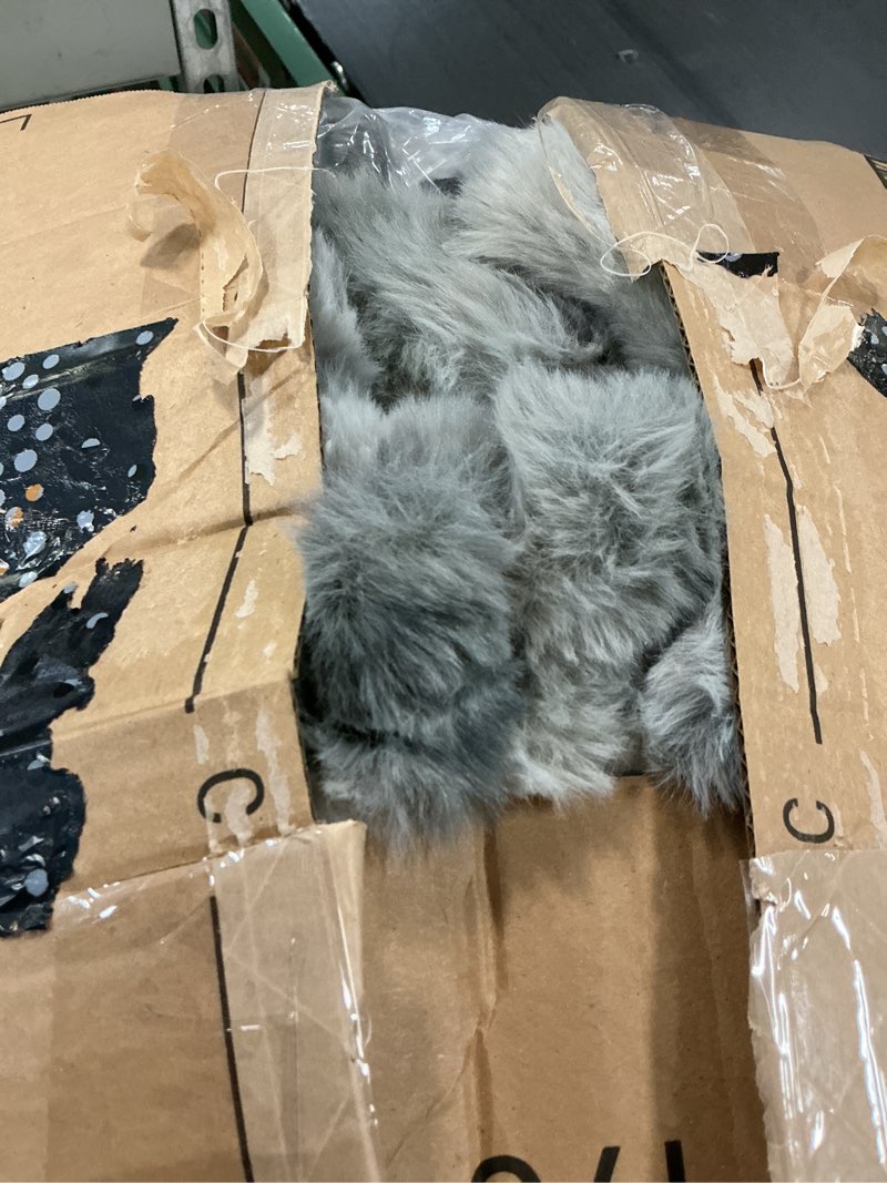 Condition photo showing Good Condition for wonderful 3 pieces fluffy faux rabbit fur bubble comforter set king size, tie-dyeing multiple grey plush fuzzy bedding set, warm soft bubble comforter bedding set for winter tie dye-grey king