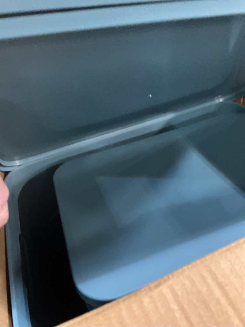 Condition photo showing Good Condition for Plastic Storage Bins with lids,Storage Baskets,Container with handle,Storage Organizer Bins for Shelves,Office,Bedrooms,Closets, Cabinets (Blue, 5XL+2L) 5 Extra Large + 2 Large Blue