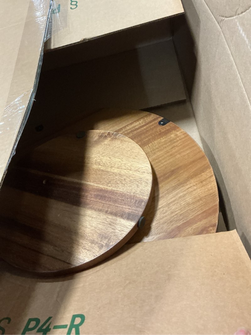 Condition photo showing Good Condition for acacia wood 16" lazy susan turntable organizer for table top, farmhouse large round lazy susan for cabinet kitchen centerpieces dining table, for condiments charcuterie, bathroom vanity tray decor