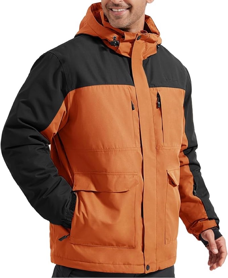 free soldier men's waterproof ski jacket fleece lined warm winter snow coat with hood fully taped seams x-large