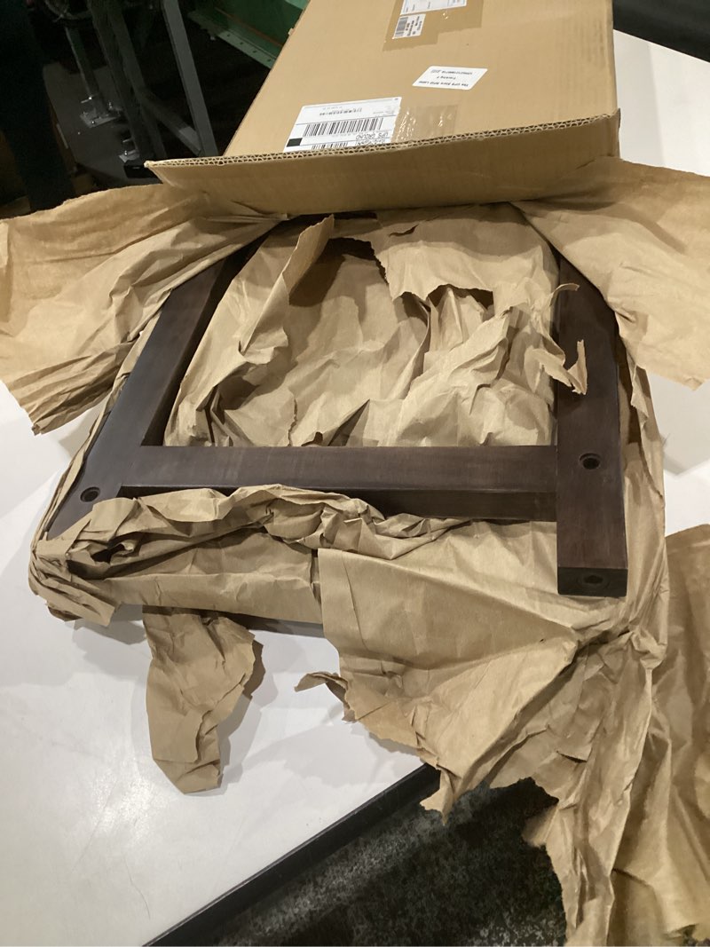 Condition photo showing Good Condition for 3-tier 5 gallon water jug holder with top shelf – 4 metal wheels or adjustable feet – natural hardwood water dispenser floor stand – wooden organizer for kitchen, office, garage – space-saving design. walnut color