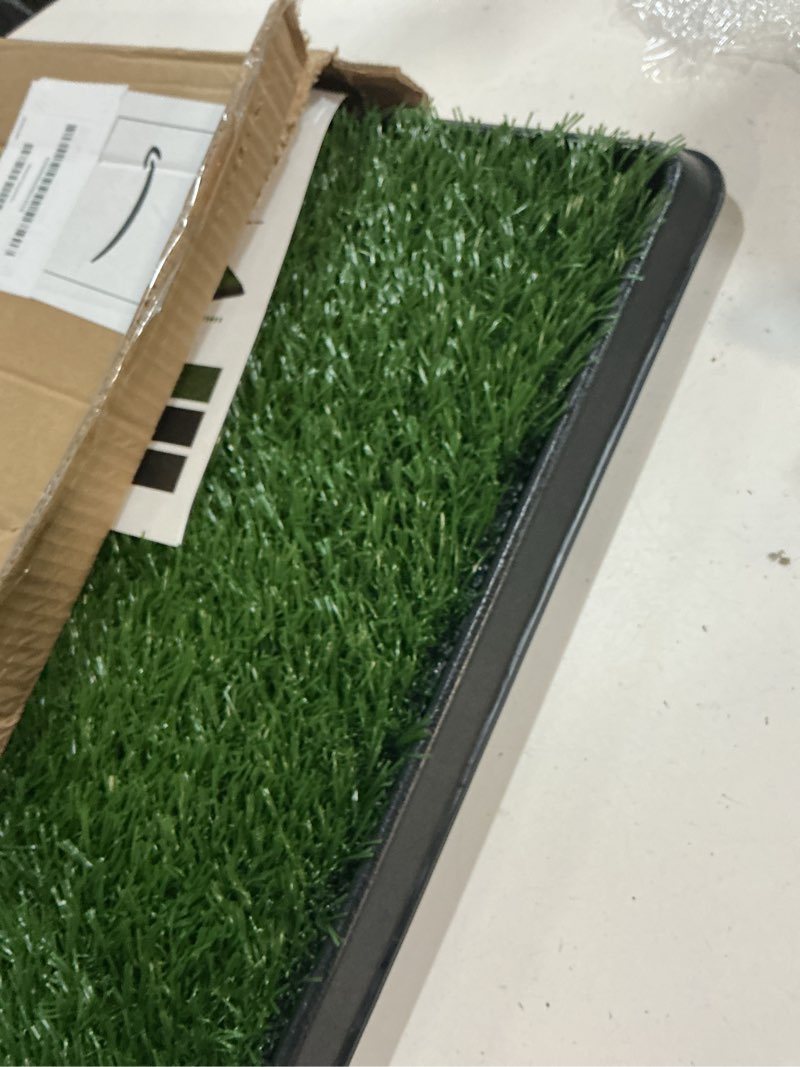 Condition photo showing Good Condition for artificial grass puppy pee pad for dogs and small pets - 20x25 inch, reusable 3-layer turf pads for dogs with tray - indoor and outdoor fake grass potty pet supplies by petmaker medium 3-layer system