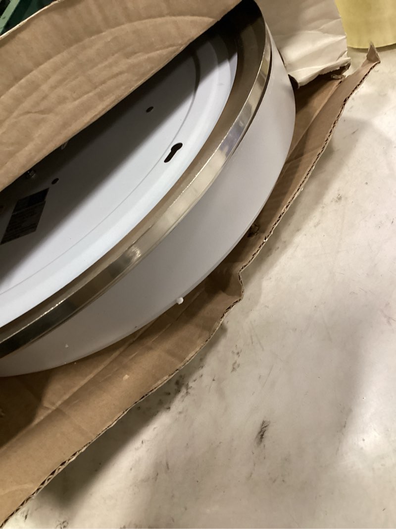  Sunset Lighting F9916-80-1-4K 16 Inches LED Flush Mount - Etched White Opal Acrylic Lens, Dimmable - with Bright Stain Nickel Finish