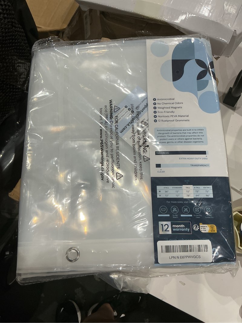Condition photo showing New/Like New for liba bathroom shower curtain - waterproof plastic shower curtain premium peva non-toxic with rust proof grommets clear 10g heavy duty bathroom accessories 72x78 10g peva - clear 72"w x 78"l (pack of 1)