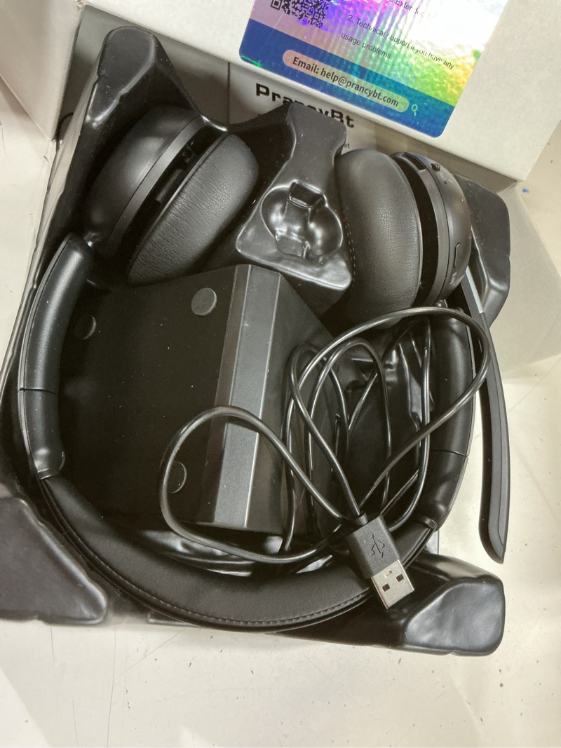 Condition photo showing Good Condition for (2025 upgraded) wireless headset with mic for work, bluetooth headset with noise canceling microphone with dongle, charging base & mic mute, wireless headphones for work from home/pc/computer black