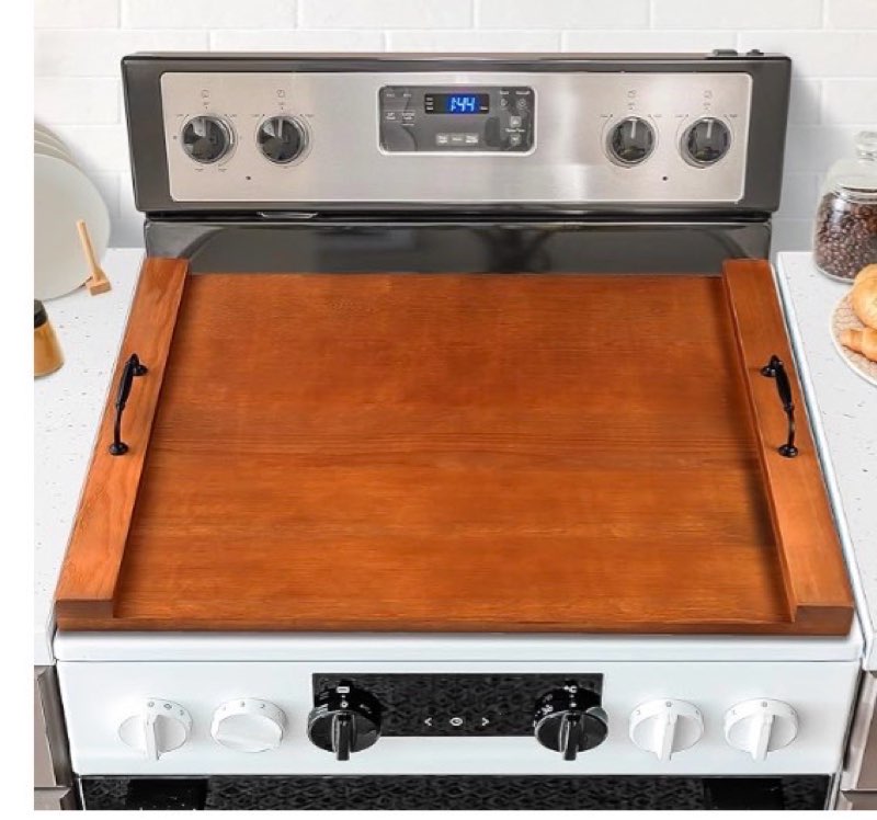 Calmbee - Cubierta para estufa de mesa de fideos, cubierta superior de estufa de madera de pino para estufa eléctrica, cubierta de estufa de gas de madera de 30 x 22 pulgadas, se utiliza como bandeja