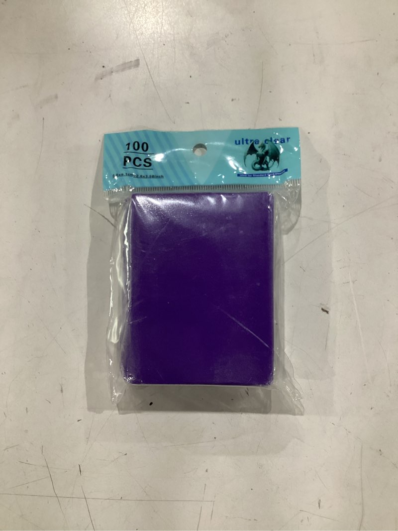 Condition photo showing New/Like New for *similar to stock* homthy 100 count matte card sleeves for trading cards, standard size protective sleeves deck card protectors fit for baseball cards, sports cards, mtg, yugioh card game card standard cards (purple) purple 100