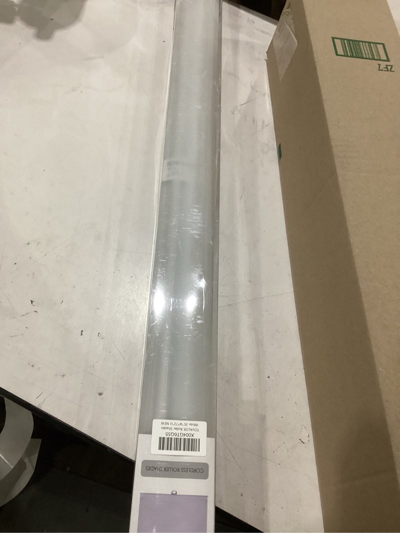 Condition photo showing Good Condition for cordless 100% blackout roller shades for windows,uv protection pull down shades,room darkening door blinds thermal insulated fabric for home office and bedroom(14" w x 72" h,white) white 14"w x 72"h