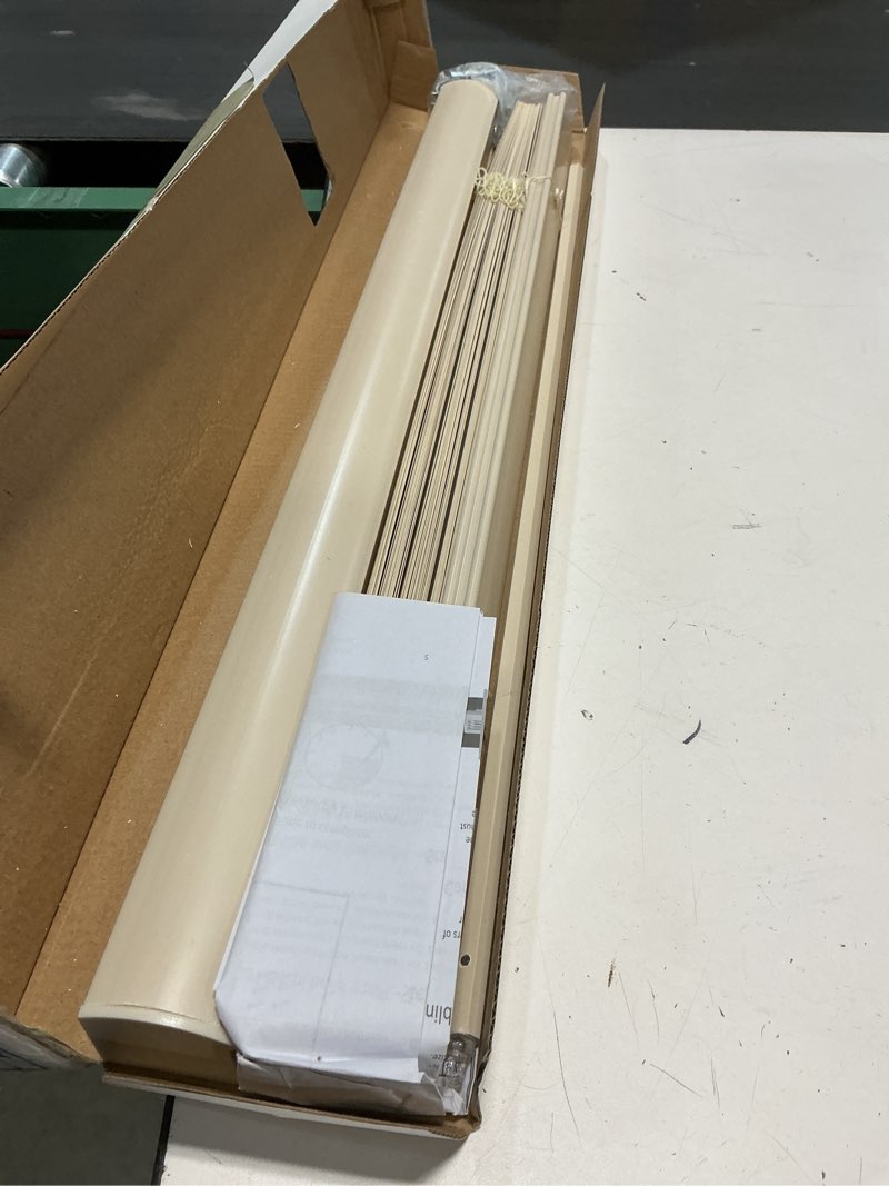Condition photo showing Good Condition for Cordless Light Filtering Mini Blind - 25 Inch Width, 64 Inch Length, 1" Slat Size - Alabaster - Cord