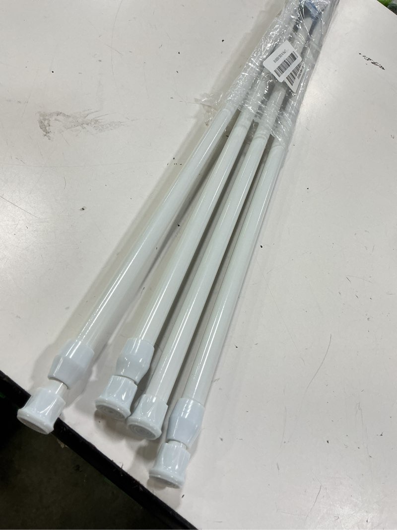 Condition photo showing Good Condition for ginbel direct 4 pack tension curtain rod 28-48 inch, small short adjustable extendable spring loaded rods for windows cabinet blinds closet bedroom kitchen bathroom door no drilling white white 28-48", 4pack